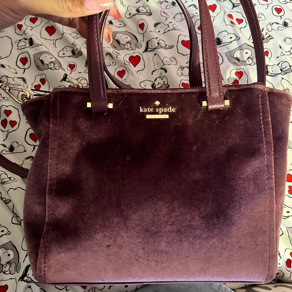 Purple Velvet Kate Spade Small Tote Bag